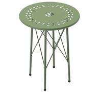 Outsunny Petite table d'appoint ronde, table de jardin, avec découpe en forme de fleur et feuilles, en acier, Ø 40 x 50 cm, vert