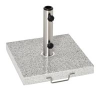 Outsunny Pied de parasol carršŠ 25 kg, support parasol en granit avec tube en acier inoxydable ? 35/38/48 mm, pour terrasse piscine patio jardin, 40 x 40 x 36 cm, gris