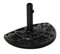 Outsunny Pied de demi-parasol demi-pied socle de parasol base de lestage ciment HDPE motif fleurs cannulation pour parasols Ø 35, 38 et 48 mm noir