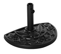 Outsunny Pied de Demi-Parasol Demi-Pied Socle de Parasol Base de lestage Ciment HDPE Motif Fleurs cannulation pour parasols Ø 35, 38 et 48 mm Noir