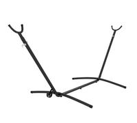 Outsunny Support Pied de hamac Structure Robuste mšŠtal šŠpoxy Hauteur ršŠglable 6 Niveaux Noir dim. 290L x 120l x 115H cm