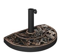 Outsunny Pied de Parasol Demi-Cercle en Résine Imitation Fonte Motif Floral Bronze Aosom France