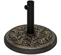 Outsunny Pied de Parasol Rond 9 kg Support Parasol résine Base de Parasol Motif Roses pour terrasse Piscine Patio Jardin Ø 45,5 x 31 cm, Bronze