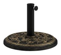 Outsunny Pied de parasol rond 9 kg support parasol résine motif roses pour terrasse piscine Ø 45,5 x 31 cm bronze