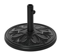 Outsunny Pied de parasol rond base de lestage Ø 48 x 34H cm ciment HDPE motif fleurs de lys poids net 13 Kg noir