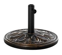 Outsunny Pied de parasol base de lestage ronde Ø48 x 34H cm HDPE motif fleurs de lys 13 kg noir doré