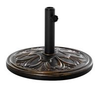 Outsunny Pied de parasol base de lestage ronde Ø48 x 34H cm HDPE motif fleurs de lys 13 kg noir doré