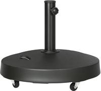 Outsunny Pied de parasol rond base de parasol de jardin 25 KG avec roulettes et poignšŠes ršŠtractables en ršŠsine tressšŠe ? 53 x 41 cm noir