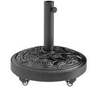 Outsunny Pied de Parasol, Socle Parasol extérieur en résine 21 kg, pour mât de Ø 32/38/48 mm, avec Roues, pour Jardin Patio terrasse, Ø 49 x 42 cm, Noir