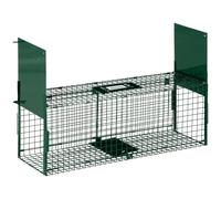 Outsunny Piège Vivant 2 Entrées pour Rats, Souris 80 x 25 x 30 cm Vert | Cage Trappe, Piège de Capture, Poignée, Métal