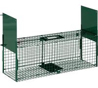 Outsunny Piège Vivant Piège de capture dim. 80L x 25l x 30H cm pour petits animaux type les rats et les souris - 2 entrées + poignée - métal vert
