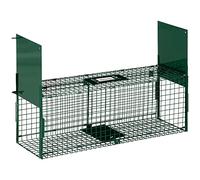 Outsunny Piège Vivant Piège de Capture dim. 80L x 25l x 30H cm pour Petits Animaux Type Les Rats et Les Souris - 2 entrées + poignée - métal Vert