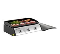 Outsunny Plancha Gaz 3 Brûleurs 7,5kW avec Couvercle Surface 61x35,5cm Noir | Gaz Liquéfié/Propane, Portable pour Extérieur, Jusqu'à 6/8 Convives