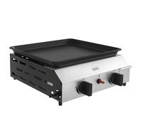 Outsunny Plancha gaz en acier inox émaillé plaque de cuisson 2 brûleurs 4,8 kW antiadhésive grande surface de cuisson 40L x 34l cm, transportable