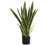 Outsunny Plante Artificielle Sansevieria 77 cm avec 21 Feuilles Ajustables et Pot, Facile à Nettoyer, pour Bureau, Chambre, Vert