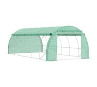 Outsunny Polytunnel 6 x 3 x 2 m Serre à pied avec couverture déroulable Tunnel à film protecteur Serre de culture protection UV Acier tubulaire Vert