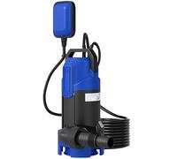 Outsunny Pompe d'évacuation eaux chargées/propres 20000L/H 750W, profondeur max. 7m, Pompe de relevage eaux chargées avec interrupteur à flotteur, pour eaux sales avec particules jusqu'à 35 mm, noir