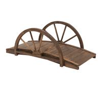 Outsunny Pont de jardin en bois, avec balustrade à demi-roues charge max. 150 KG, 100 x 50 x 37 cm, marron