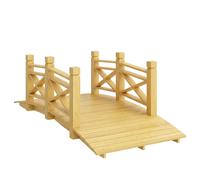 Outsunny Pont de Jardin en Bois Carbonisé Arqué Main Courante Sécurisée et Charge 200kg 174 x 78 x 57,5 cm Naturel