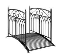 Outsunny Pont de Jardin en Métal Style Baroque Acier 100kg 135cm Noir | Passerelle Décorative, Garde-Corps 91cm, Antirouille, Bassin Étang Ruisseau, Jardin Japonais