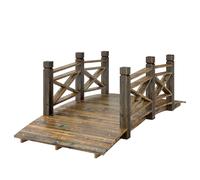 Outsunny Pont en bois avec garde-corps Pont de jardin en bois de sapin Pont pour étang effet antique, praticable 174 x 78 x 57,5 cm Carbonisé