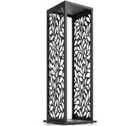 Outsunny Porte-bûches 38 x 38 x 112cm étagère surélevée pour bûches avec 4 crochets découpes décoratives jusqu'à 100 kg acier