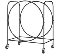 Outsunny Porte-bûches Extérieur Métallique pour Cheminée avec Roues pour Intérieur et Extérieur 51x30x60 cm Noir