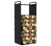 Outsunny Porte-bûches Intérieur Poignées Supérieures Acier 37x30x90cm Noir | Support de Bois de Chauffage, Range-Bûches Intérieur, Extérieur, Charge 30 kg, Résistant à Usure et Rouille