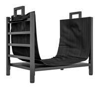 Outsunny Porte-bûches, range-bûches, avec transporteur amovible, intérieure, 49l x 34P x 44H cm, métal, noir