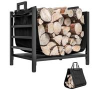 Outsunny Porte-Bûches Range-Bûches Sac Amovible 49l x 34P x 44H cm Noir | Sac de Transport, Tissu Oxford 600D, Charge 50 kg, Usage Intérieur, Métal