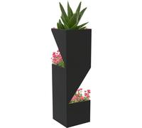 Outsunny Pot de fleurs, pot pour plantes d'intšŠrieur avec 3 zones de plantation, avec trous de drainage, pour intšŠrieur et extšŠrieur, en mšŠtal, 30 x 30 x 100 cm, noir