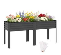 Outsunny Potager sur Pieds en Métal Jardinière 180 x 55 x 80 cm Gris Foncé | Jardinière Surélevée 241L, Barres Renforcées, Tissu Non-Tissé, Carré Potager Surélevé pour Plantes Fleurs Légumes