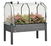 Outsunny Potager sur Pieds surélevé avec Bâche PE 121x55x117cm Gris Foncé | Jardinière Surélevée Potager Avec Serre, Volume 104 L, Trous de Drainage, Tissu Non Tissé, pour Plantes Fleurs Légumes