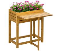Outsunny Potager surélevé avec plan de travail pliable, Bois massif laqué, Doublure intérieure en feutre, 64cm x 63cm x 74,5cm
