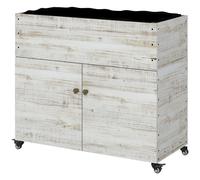 Outsunny Potager surélevé avec roues, compartiment de rangement, doublure intérieure, design utilisé, 110x50x95 cm, Blanc