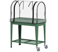 Outsunny Potager Urbain Surélevé avec Roulettes Housse de Serre et Étagère Inférieure pour Culture Plantes 80x40x120 cm Vert