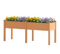 Outsunny Potager Urbain Surélevé en Bois 184x59x76,5 cm avec 6 Trous de Drainage pour Cultures Plantes Fleurs Marron