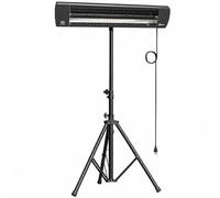 Outsunny Radiateur Infrarouge sur Pied 2500 W IP65 Télécommande 3 Niveaux | Chauffage Électrique pour Terrasse, Extérieur et Intérieur, Minuterie, Trépied Hauteur Réglable, Housse, Anti-Basculement