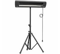 Outsunny Radiateur Infrarouge sur Pied 2500 W IP65, Télécommande, Minuterie, 3 Niveaux, Hauteur Réglable, 87x81x180cm, Noir