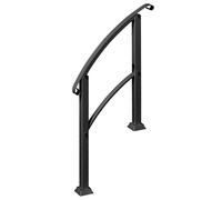 Outsunny Rampe d'escalier 1 à 3 marches garde-corps pour escalier réglable 0-45° avec kit d'installation 71 x 8 x 148 cm noir