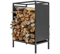 Outsunny Range bûche interieur porte bûche de cheminée support de bois de chauffage pour intérieur extérieur 44x28x65 cm noir