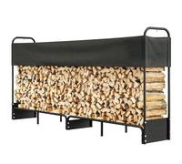 Outsunny Range bûches extérieur, abri bois de chauffage couverture imperméable 600D Oxford charge 300 kg 260 x 38 x 118 cm noir
