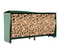 Porte-bûches - range-bûches - dim. 200L x 36l x 99H cm - housse incluse verte - métal noir