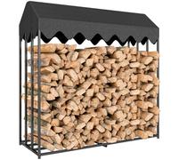 Outsunny Range Bûches Extérieur en Acier 1,9 m³ 186 x 70 x 185 cm Noir