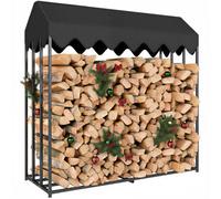 Outsunny Range Bûches Extérieur en Acier 1,9 m³ 186 x 70 x 185 cm Noir | Grande Capacité, Étagère à Bûches, Abri Bois de Chauffage, Housse de Protection 600D Oxford