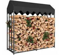 Outsunny Range bûches extérieur en acier 186 x 70 x 185 cm grande capacité 1,9 m³, étagère à bûches avec abri bois de chauffage
