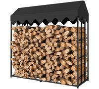 Outsunny Range bûches extérieur, étagère à bûches avec housse de protection 600D Oxford capacité 1,9 m³, acier 186x70x185cm noir
