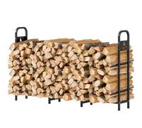Outsunny Range-bûches extérieur métallique pour cheminée avec pieds extra renforcés et motif découpé en forme de feu Charge 300 kg Noir
