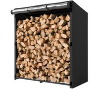 Outsunny Range-bûches extérieur métallique pour cheminée Support pour bûches avec housse imperméable Charge 300 kg 140x70x154 cm Noir