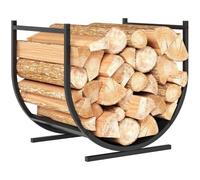 Outsunny Range-bûches porte buche de cheminée Incurvé 43 x 33 x 38 cm noir | Support à Bois de Chauffage Robust, Paniers à Bois pour Intérieur et Extérieur, Charge 20 kg, Cadre en Métal